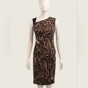 DANIER Cheetah Leopard Print Italian Leather Sheath Dress sz 6